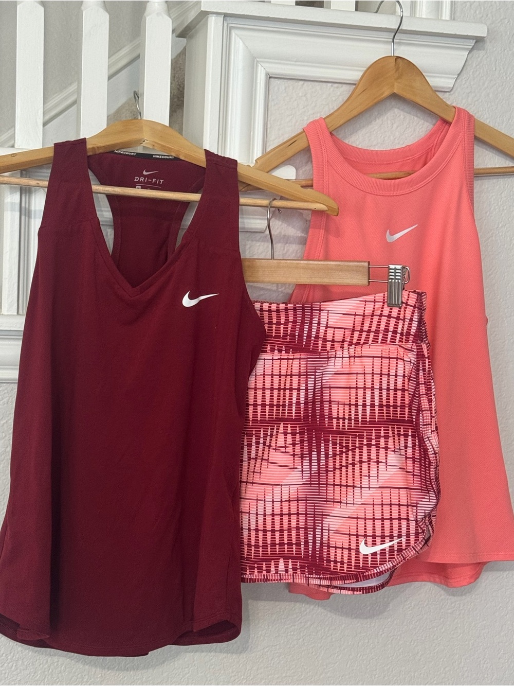 Nike Women's Tank Tops and skirt in Burgundy and Coral